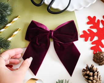 Wine velvet Christmas tree bows, velvet bows for Christmas tree, Christmas decorations, Wine SR238