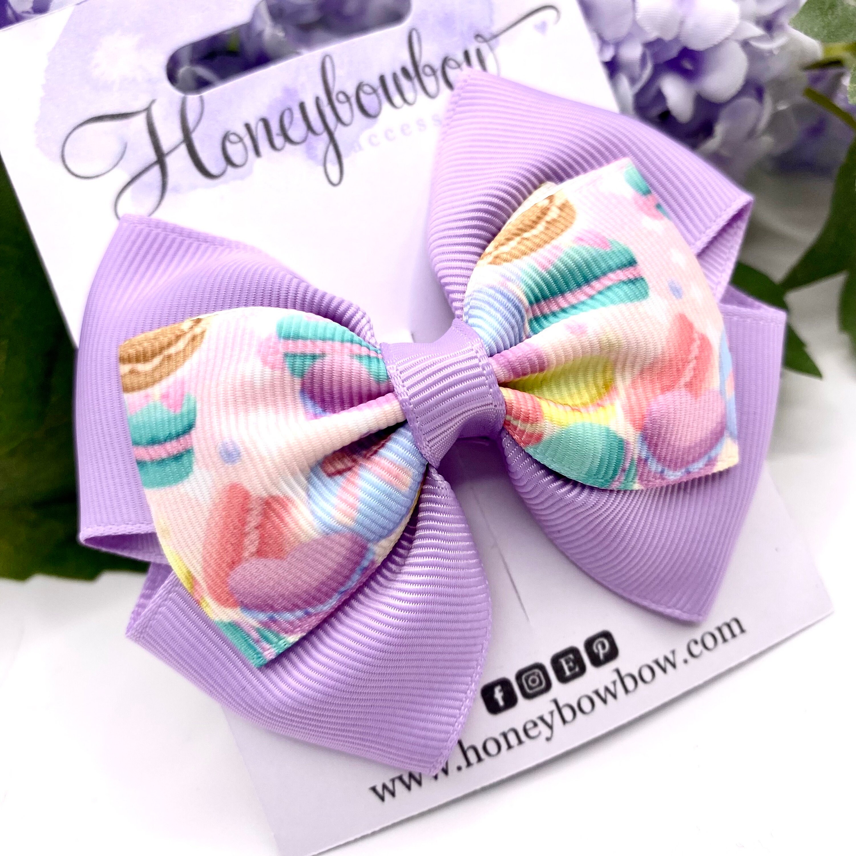 Cake Hair Bow, Macaron Hair Clip, Lilac Hair Bow, Clips, Cupcake