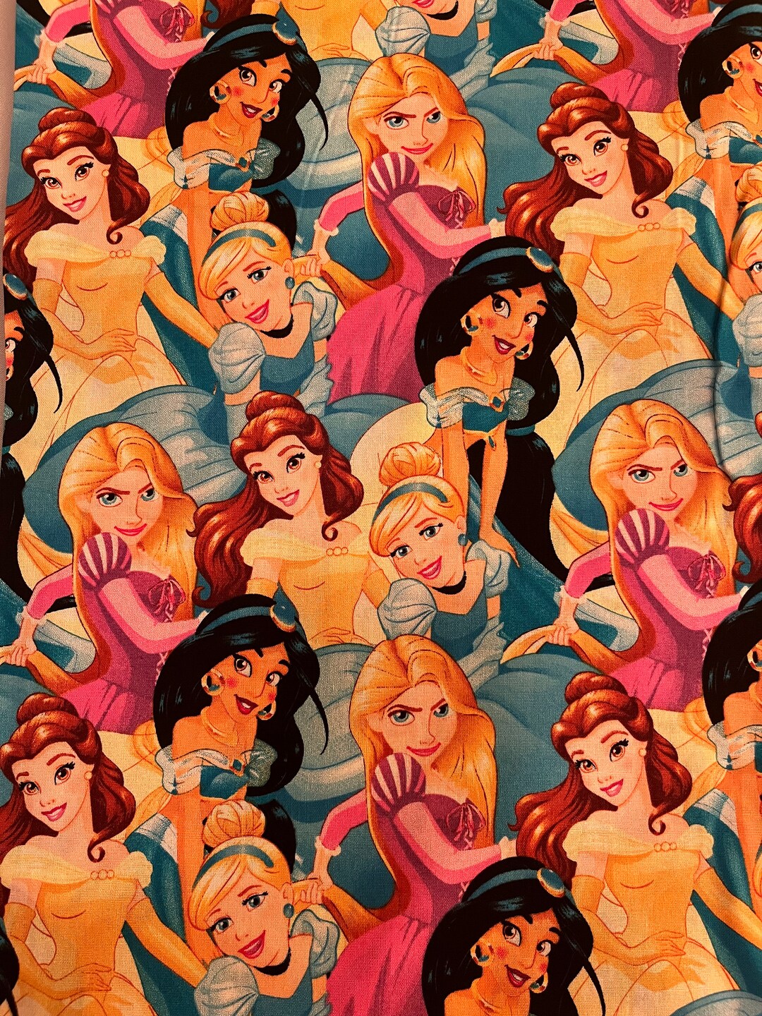 Disney Princess Fabric Cinderella Belle Jasmine Rapunzel 100 Etsy
