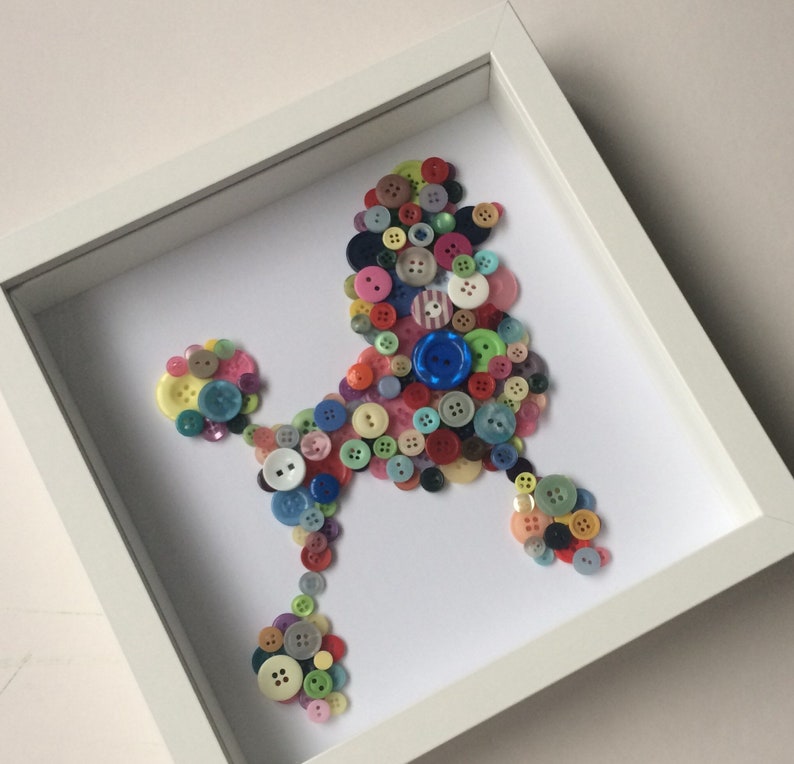 Poodle Art - Poodle Wall Hanging - Button Art - Christmas Gift Idea - Dog Gift - Dog Themed Gift - Colourful Wall Art - Poodle Gift Idea bild 5