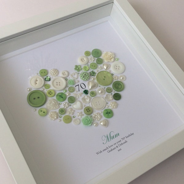 Birthday Gift for Mum - Button Art - 21st - 30th - 40th Birthday - 50th - 60th - 70th Birthday- 80th - 90th Birthday - 100th Birthday Gift