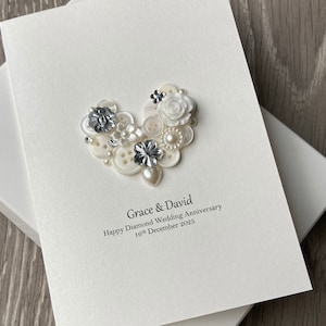 Carte d'anniversaire diamant, carte faite main, cadeau 60e anniversaire, anniversaire de mariage diamant, cadeau de mariage 60e, cadeau pour couple, diamant