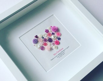 Thank You Gift, Retirement Gift, Christmas Gift Idea, Framed Keepsake, Button Art, Birthday Gift Idea, Gift for Colleague, Gift for Mum