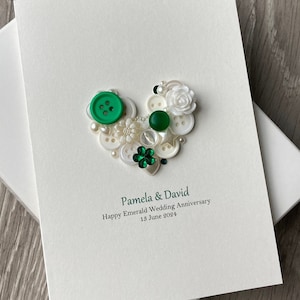 Carte d'anniversaire émeraude, carte faite main, cadeau 55e anniversaire, anniversaire de mariage émeraude, cadeau de mariage 55e, cadeau pour couple, émeraude