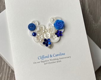 Sapphire Anniversary Card, Handmade Card, 45th Anniversary Gift, Sapphire Wedding Anniversary, 45th Wedding Gift, Gift for Couples, Sapphire