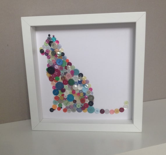 Cat Gift - Cat Art - Christmas Gift Idea - Birthday Gift Idea - Button Art Cat - Cat Wall Art - Cat Lovers Gift - Featured on BUZZFEED!