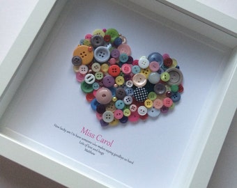 Personalised Button Art, Christmas Gift, Gift Idea for Daughter, Gift for Niece, Best Friend Gift, Birthday, Leaving Present, 18th, 21st