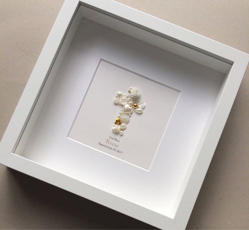 Christening Gift Gold Button Art Baptism Gift Confirmation Etsy