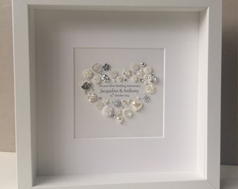 Silver Anniversary Gift - 25th Anniversary Gift - Silver Wedding Anniversary - 25th Wedding Anniversary - Button Art - Celebrating 25 years
