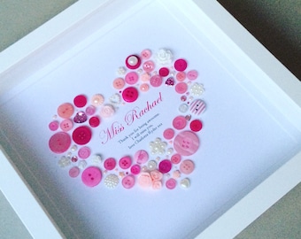 Retirement Gift Idea, Mothers Day, Button Art, Teacher Gift Ideas, Birthday Gift Ideas, Thank you Gift, Gift for Mum, Gift for Friend, Gift