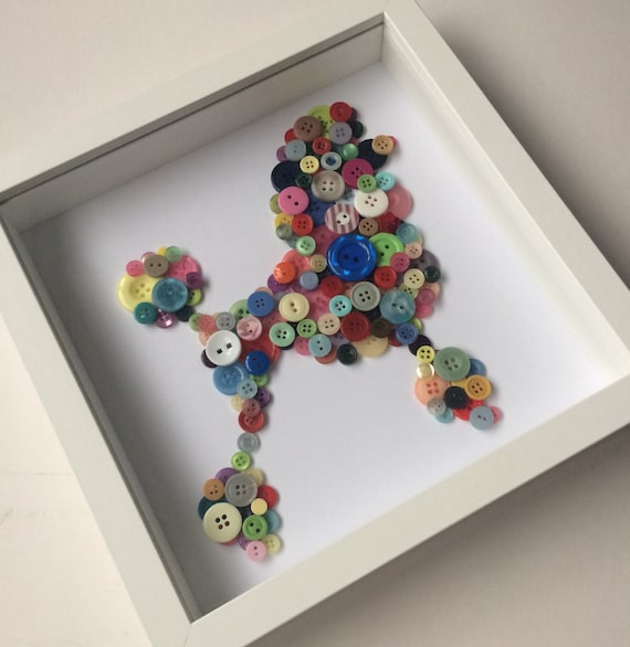 Poodle Art - Poodle Wall Hanging - Button Art - Christmas Gift Idea - Dog Gift - Dog Themed Gift - Colourful Wall Art - Poodle Gift Idea
