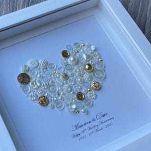 50th Anniversary Gift Ideas - Golden Anniversary - 50th Wedding - Golden Wedding Anniversary - Anniversary Gift - Button Art - Golden Years