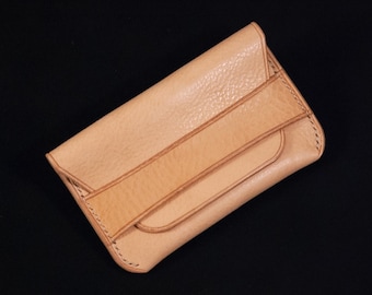 Minimalistische Leder Brieftasche, schlanke Kreditkartenetui, Mini Brieftasche, handgefertigt mit Naturleder, handgenäht
