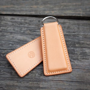 Personalized Leather Keychain; Natural Leather Key Fob; Monogram Hand Stamped Keychain; Unique Handstitched Key Chain Gift for Him and Her