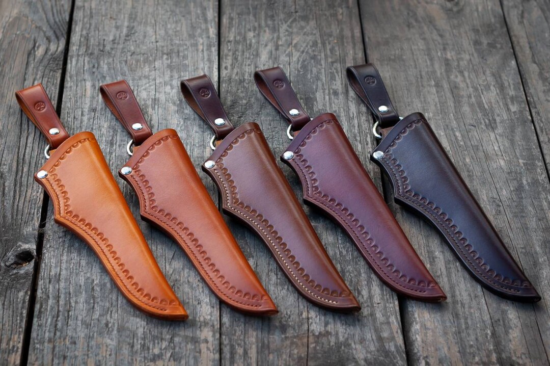 Leather Knife Sheath Tooled Knife Pouch Stamped Knife Case Hunting