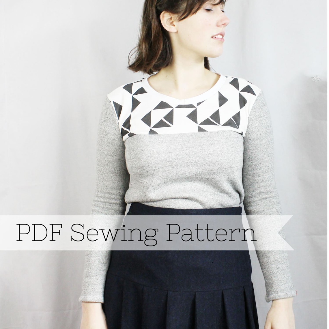 Long Sleeve Knit Yoke Tee PDF Sewing Pattern Etsy