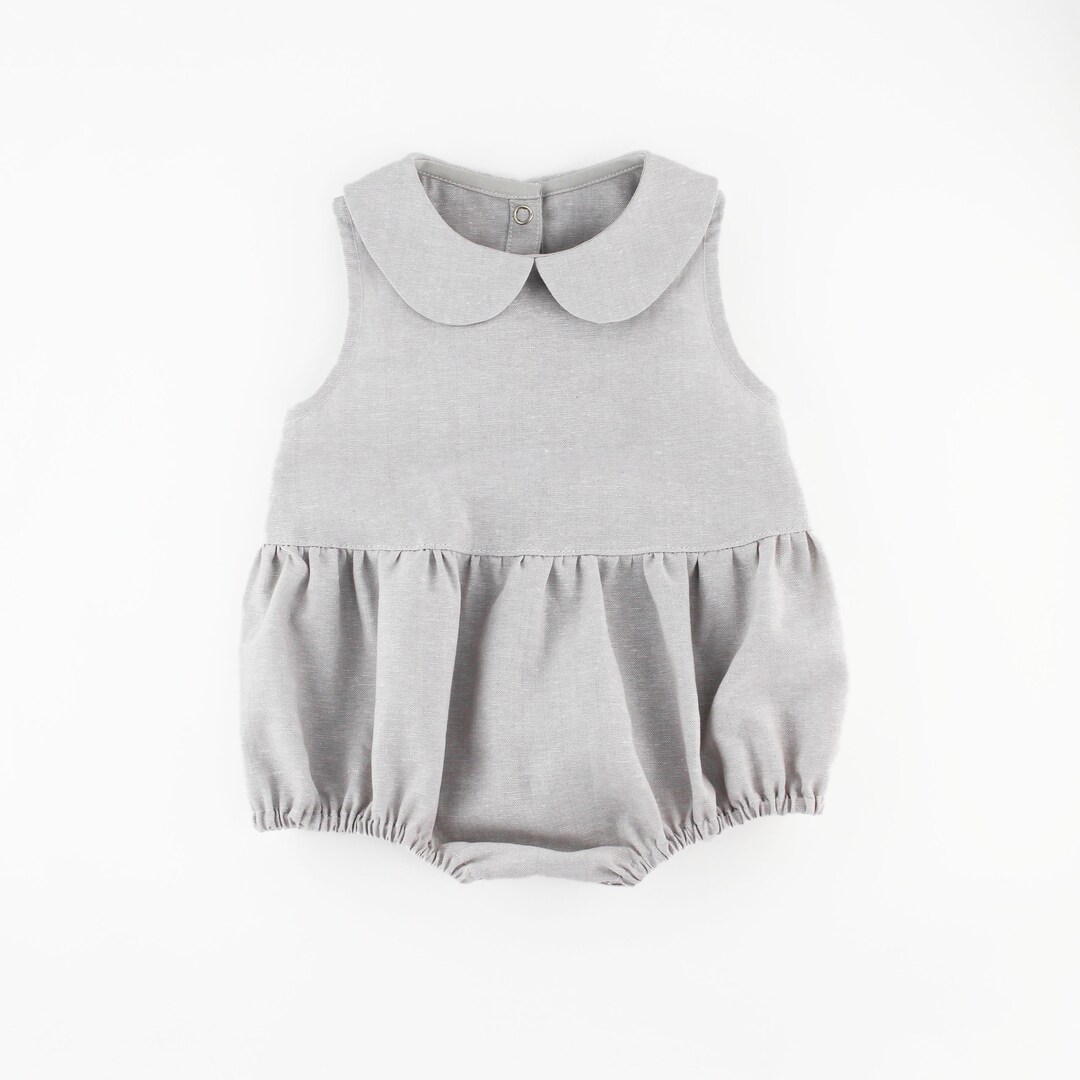 Velvet Peter Pan Collar Romper with Embroidery (Baby Girl)