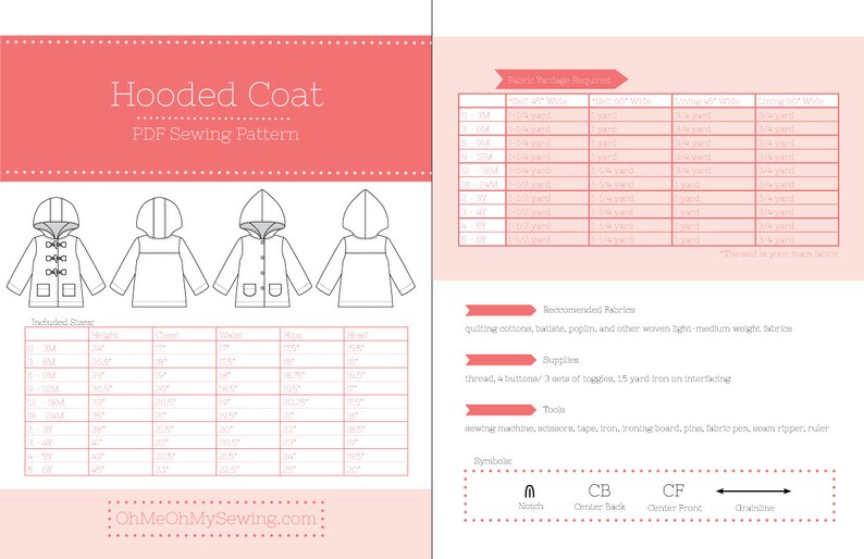 Pixie Hooded Coat PDF Sewing Pattern Etsy