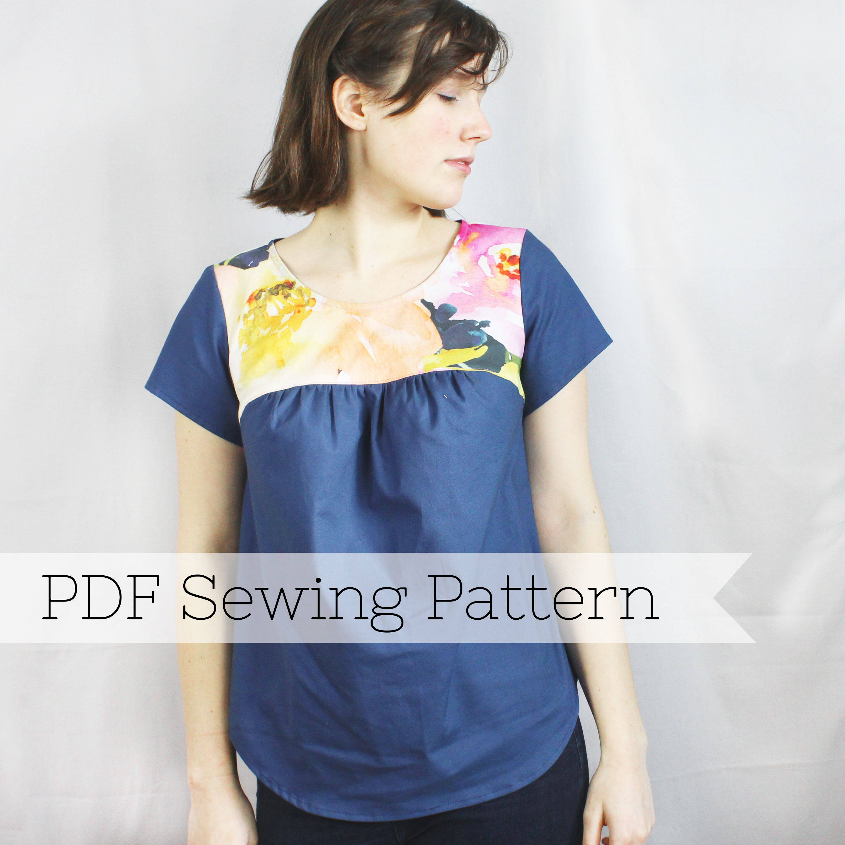 Gathered Yoke Top PDF Sewing Pattern cap sleeve short Etsy