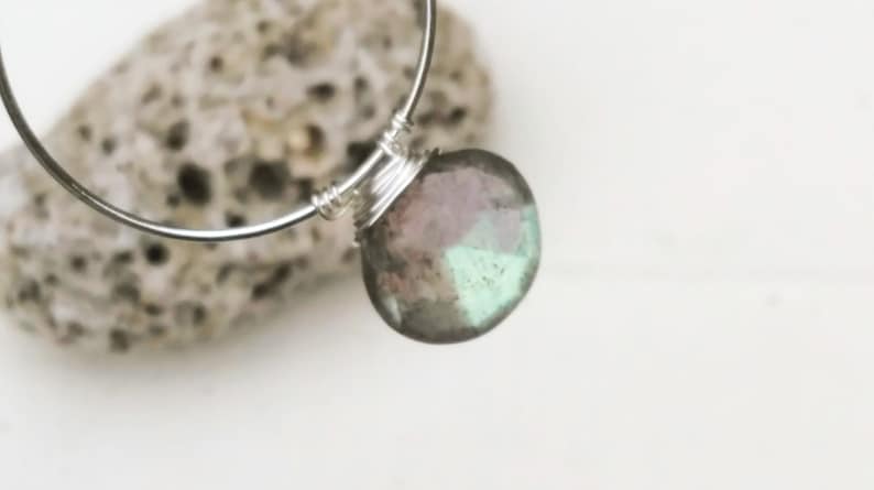 Sterling silver Labradorite hoop earrings
