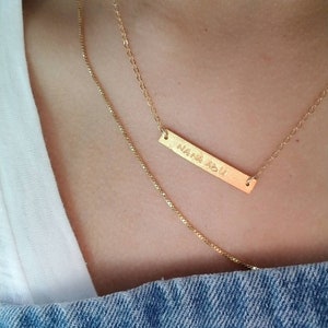 Bar Name Necklace, Bar Necklace Personalized, Hand Stamped Necklace, Custom Necklace, Name Bar, Date Bar Necklace, Gold, Silver, NP1053 image 1