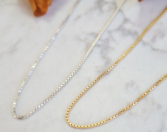 Sterling Silver Necklace, Silver Choker, Plain Silver Chain, Box Chain Necklace, Gold Filled, Layering Necklace, Thin Necklace, NX50011