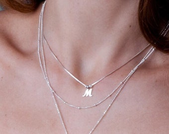 Sterling Silver Initial Necklace, Dainty Letter Pendant, Personalized Gift, NP1022