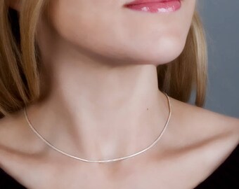 Sterling Silver Choker, Minimal Chain Necklace, Simple Choker Chain, Dainty Choker, Layered Choker Necklace, Thin Silver Choker, NX50025