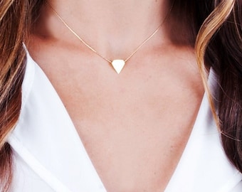 Diamond Shape Necklace, Geometric Choker Necklace, Personalized Choker Necklace, Inital Necklace, Engraved Choker, Gold, Silver, NP1035H