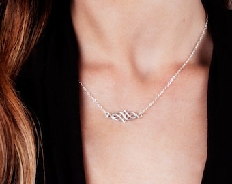 Dainty Celtic Knot Necklace, Sterling Silver Elven Jewelry, NP1015