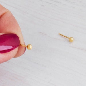 Gold Ball Stud Earrings, Tiny Gold Stud Earrings, Tiny Earrings, Ball Earrings, Minimal Earring, Silver, Rose Gold, 3mm, 4mm, 5mm, 6mm, ER10 image 1