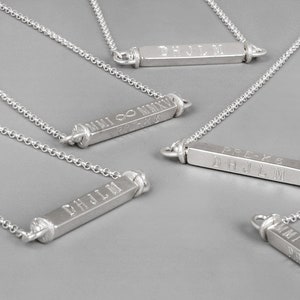Sterling Silver 4 Sided Bar Necklace, Custom Engraved Necklace, Personalized Bar Necklace, Engraved Necklace, Family Name Necklace, NP1024