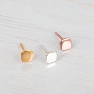 Gold Square Earrings, Small Stud Earrings, Sterling Silver, Rose Gold, Square Studs, Geometric Stud Earrings, Minimal Post Earrings, ER21