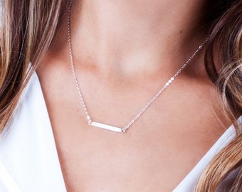 Minimalist Bar Necklace, Sterling Silver, Gold, Rose Gold, Thin Horizontal Bar Necklace,Rectangle Necklace, Layered Bar Necklace, NP1052H