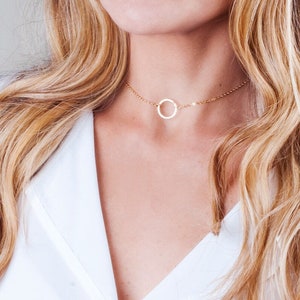 Circle Choker Necklace, Gold Choker, Open Circle Choker, Gold Filled Choker, Karma Choker, Collar Necklace, Minimal Choker Layering, NP1049