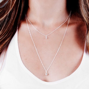 Single Bead Necklace, Tiny Silver Necklace, Ball Necklace, Delicate Necklace, Simple Necklace, Layered Necklace, Sterling Silver, NP1055 image 4