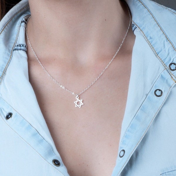 Star Of David Necklace, Tiny Star Of David Charm Necklace, Gold Necklace, Silver Necklace, Jewish Jewelry, Magen David Necklace, NP1018