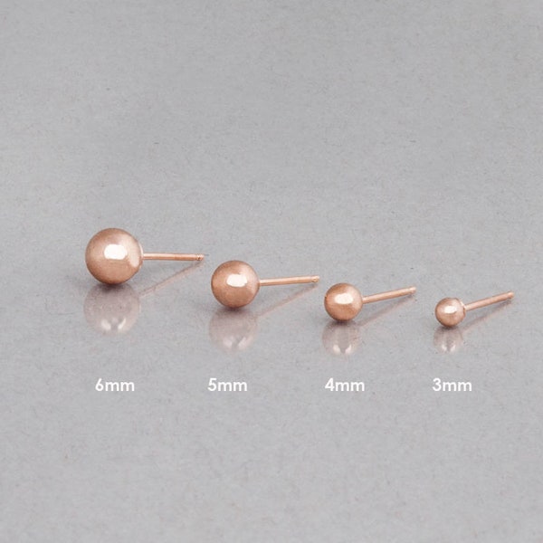 Kugel Ohrstecker, Rose Gold Ohrstecker, Winzige Rose Gold Ohrstecker, Zarte Gold Ohrringe, Kleine Ohrstecker, 3mm, 4mm, 5mm, 6mm, ER10