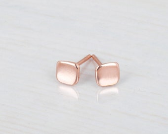 Square Stud Earrings: Rose Gold, Sterling Silver, Gold, Geometric Posts, ER21