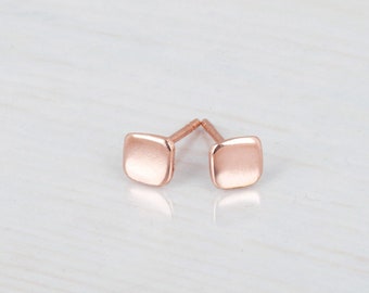 Square Stud Earrings, Rose Gold Stud Earrings, Geometric Post Earrings,  Tiny Studs, Simple Earrings, Sterling Silver, Gold Stud, ER21