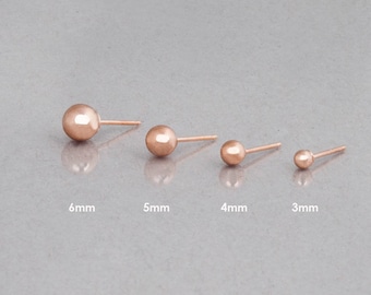Ball Stud Earrings, Rose Gold Stud Earrings, Tiny Rose Gold Studs, Delicate Gold Earrings, Small Stud Earrings, 3mm, 4mm, 5mm, 6mm, ER10