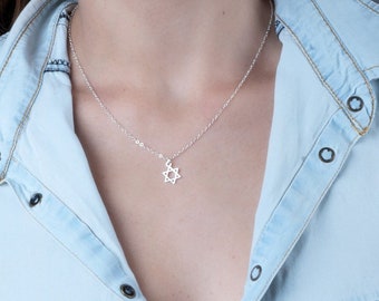 Star Of David Necklace, Tiny Star Of David Charm Necklace, Gold Necklace, Silver Necklace, Jewish Jewelry, Magen David Necklace, NP1018