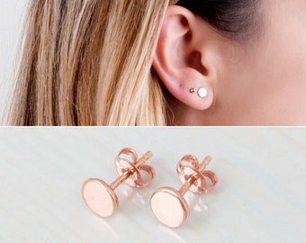 Rose Gold Circle Earrings, Disc Stud Earrings, Delicate Earrings, Gold, Silver, Minimal Earrings, Dainty Earrings, 5mm Post Earrings, ER22