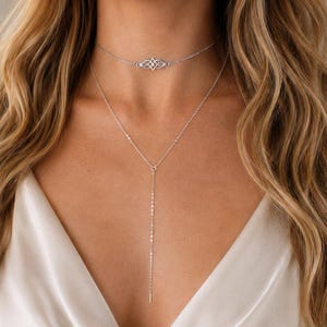 Gargantilla de nudo celta de plata de ley, delicada joya con colgante para superponer, NP1015
