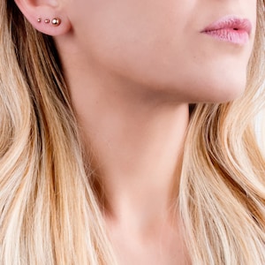 Boucles d'oreilles Ball Stud, Boucles d'oreilles Rose Gold Stud, Tiny Rose Gold Studs, Boucles d'oreilles en or délicates, Petites boucles d'oreilles Stud, 3mm, 4mm, 5mm, 6mm, ER10 image 9