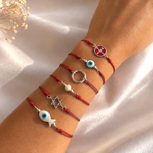 Red String or Black Cord Friendship Bracelet, Choose Your Design, BST-A
