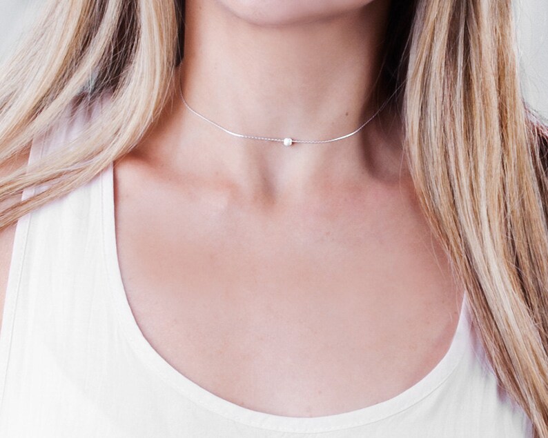 Bead Choker Necklace Minimalist Choker Necklace Ball Etsy