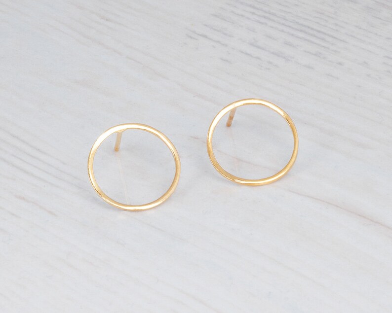 Dainty Gold Earrings Gold Stud Earrings Gold Circle Etsy