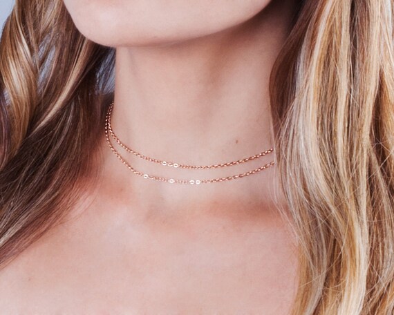 Rose Gold Choker Necklace Delicate 