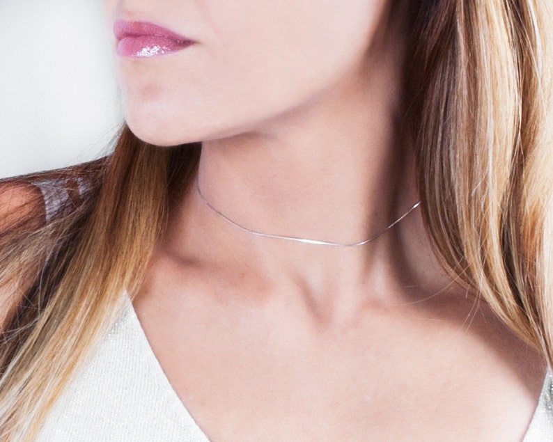 Sterling Silver Choker Necklace Dainty Layered Choker Etsy